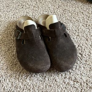 Birkenstock Boston clogs brown leather mens 5 womens 7 free people 37 big buckle